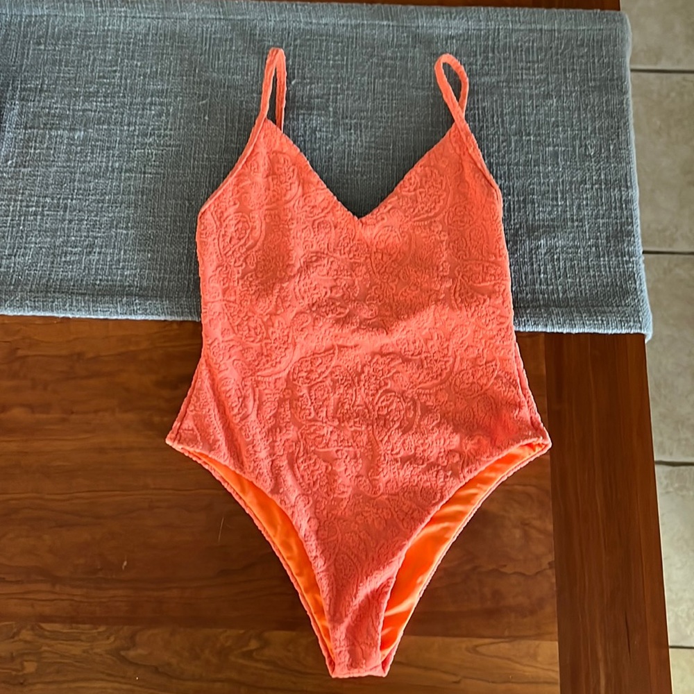 Rhythm Paisley Deep V one piece swimsuit orange